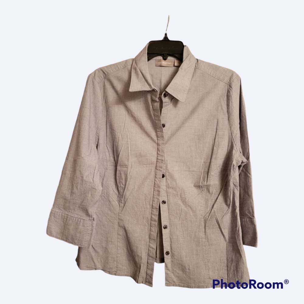 Croft & Barrow Women's ¾ Sleeve Button Down Shirt, Size L